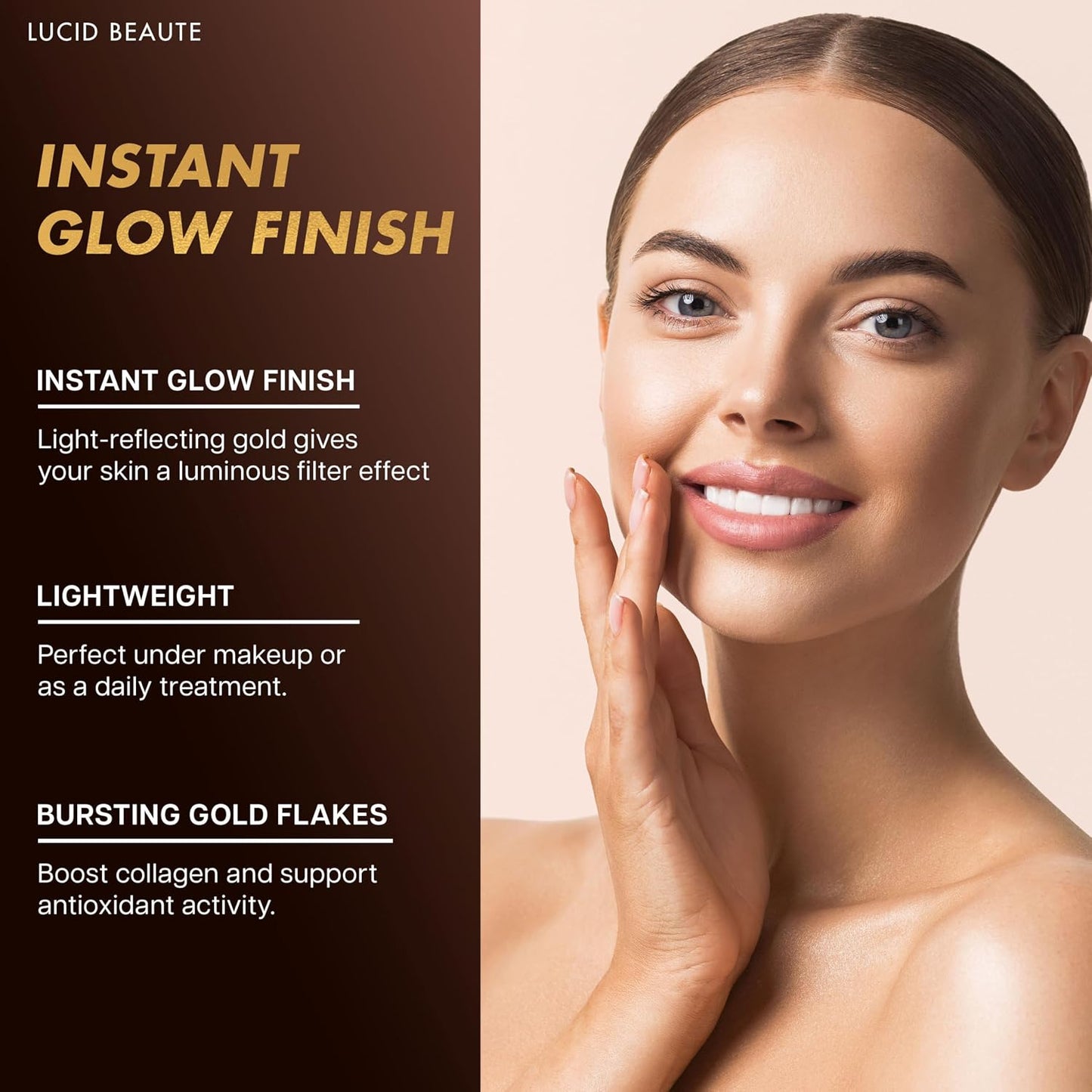 Lucid Beaute Face Serum Collection – 24K Gold Firming, Vitamin C Brightening & Collagen Anti-Aging Serums | 50ml Each
