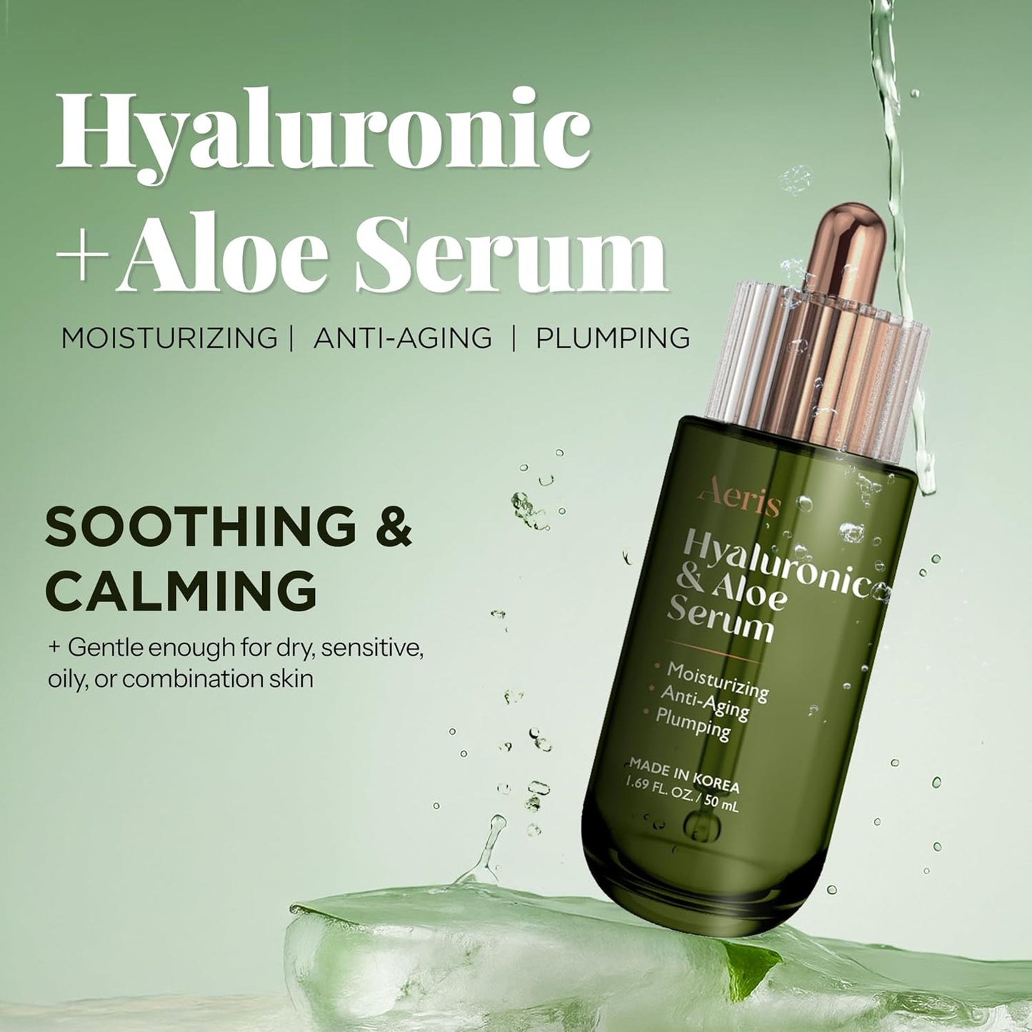 Aeris Hyaluronic & Aloe Serum – Hydrating Korean Face Serum for Plump, Moisturized Skin | 50ml
