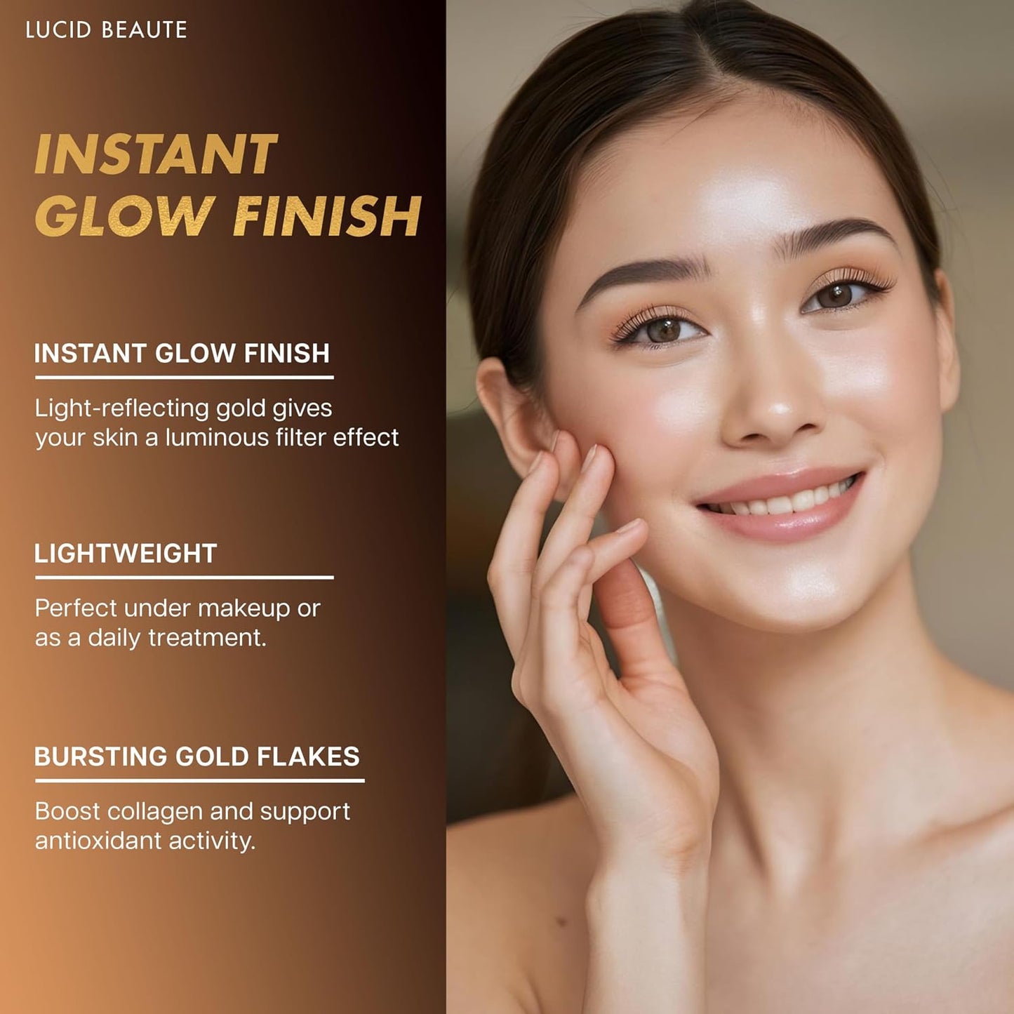 Lucid Beaute Face Serum Collection – 24K Gold Firming, Vitamin C Brightening & Collagen Anti-Aging Serums | 50ml Each