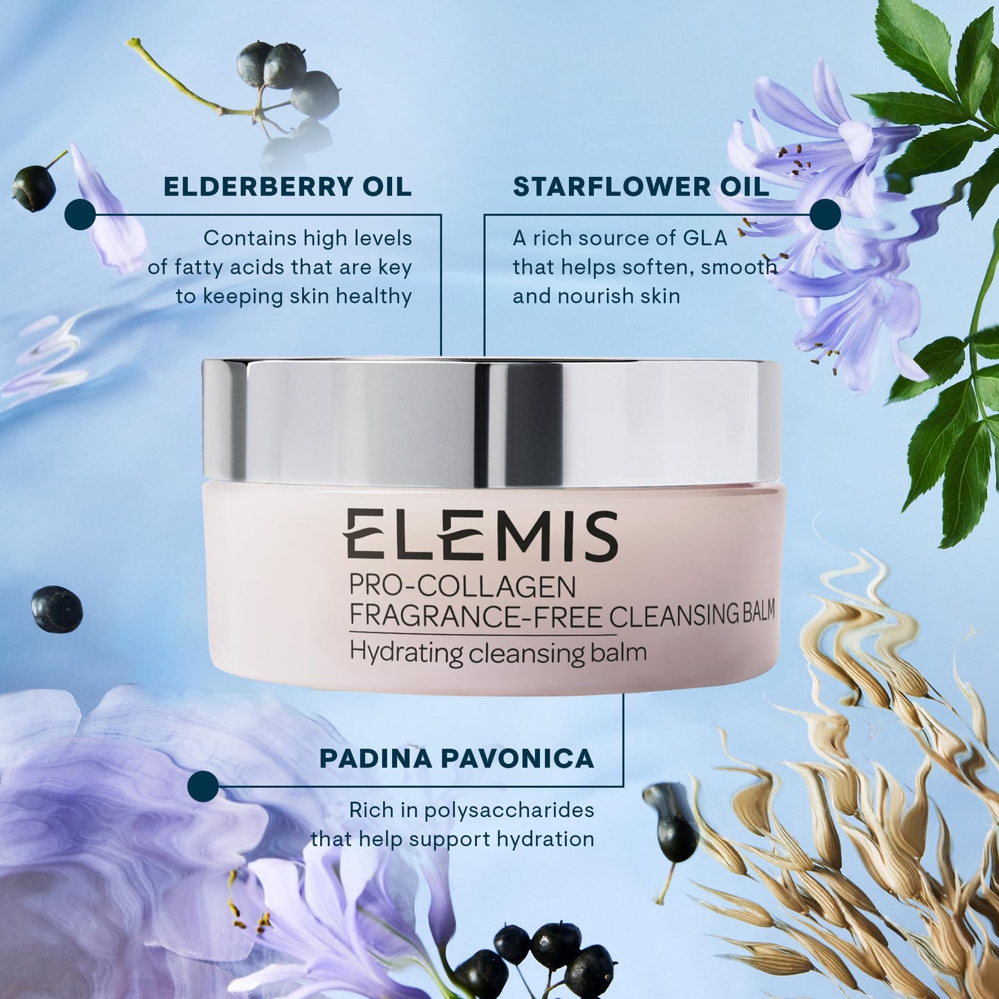 Elemis Pro-Collagen Fragrance-Free Cleansing Balm – 3-in-1 Hydrating Makeup Remover & Cleanser