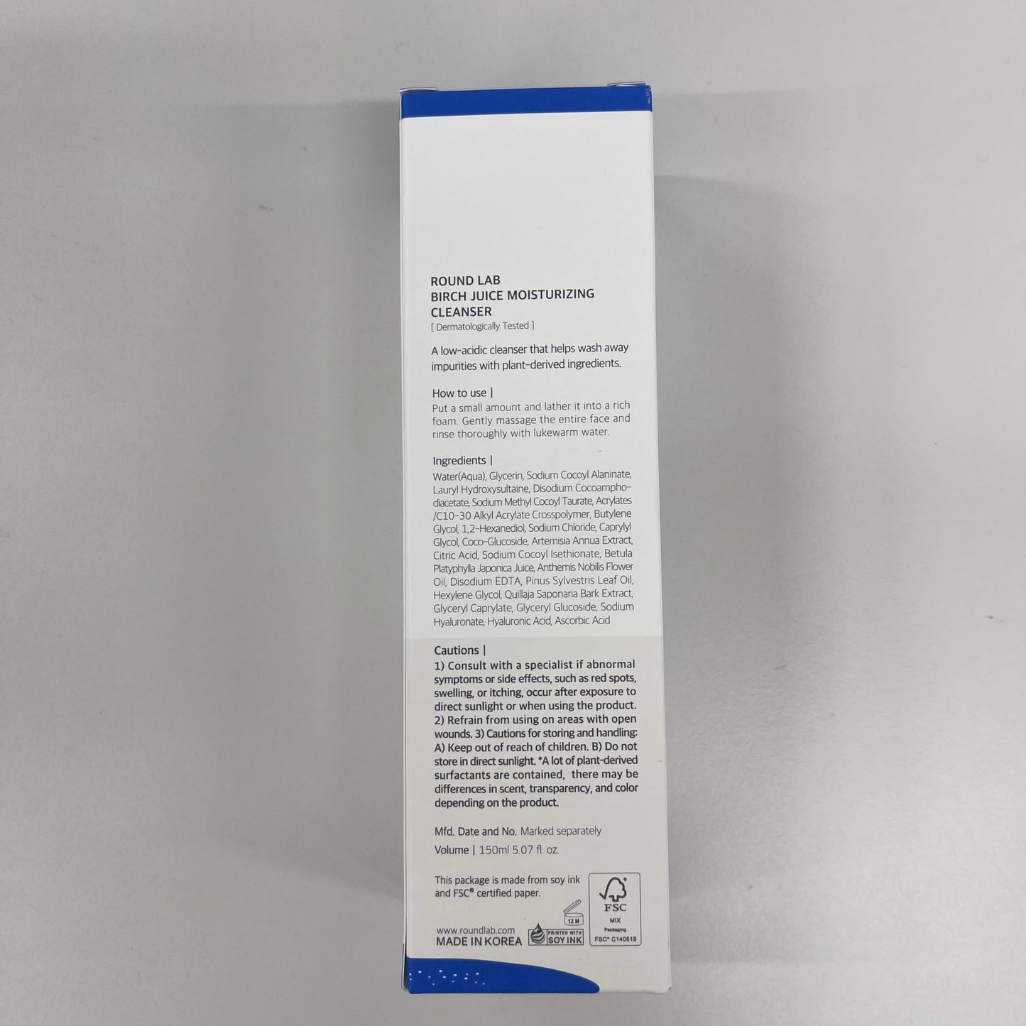 ROUND LAB Birch Juice Low pH Cleanser – Hydrating & Barrier-Support