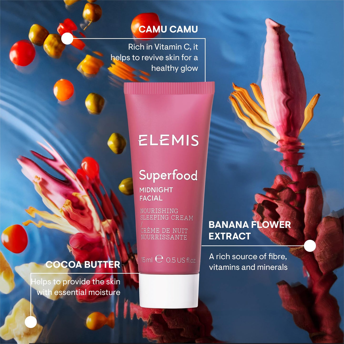 ELEMIS Superfood Midnight Facial | Prebiotic Overnight Night Cream – Hydrating & Radiance Boosting