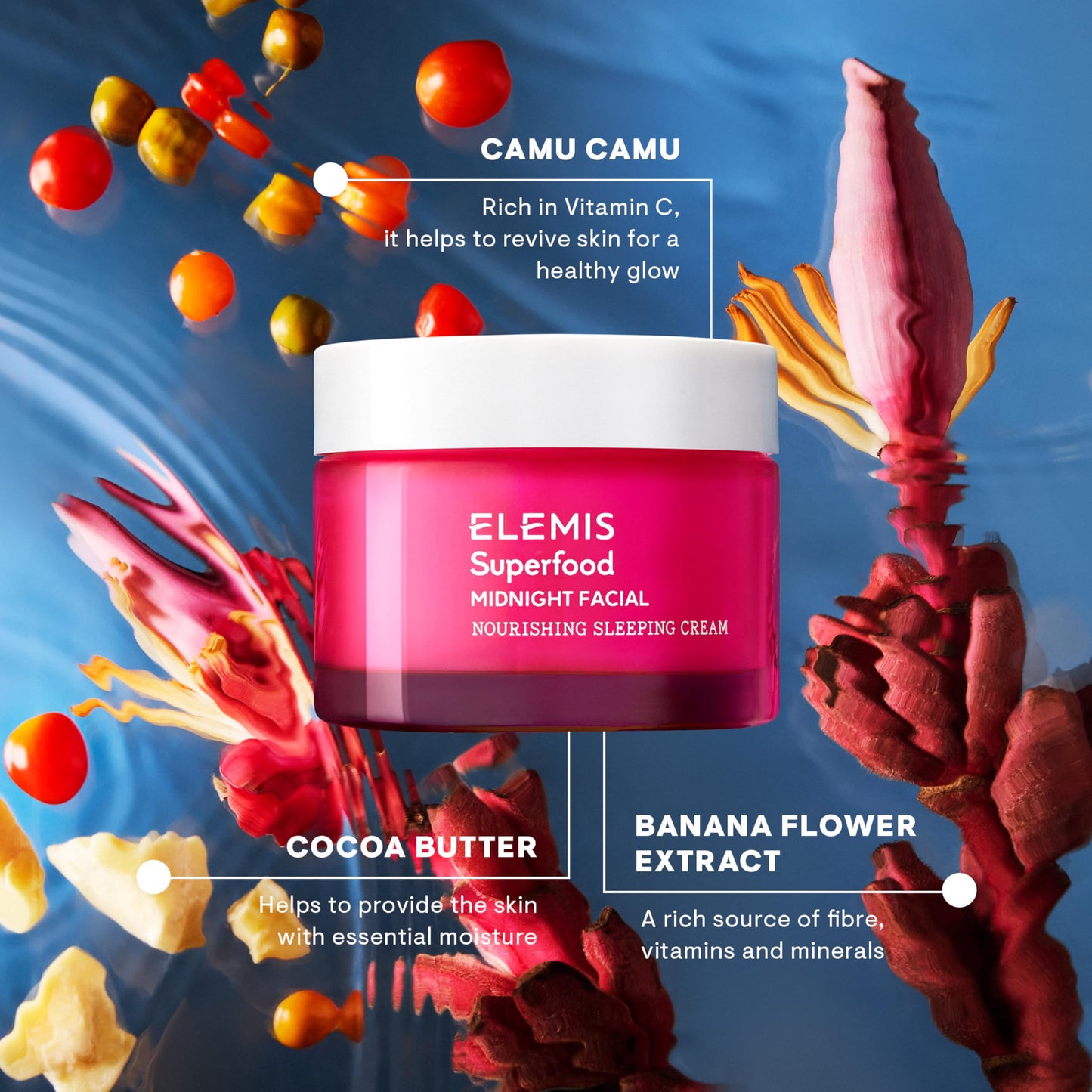 ELEMIS Superfood Midnight Facial | Prebiotic Overnight Night Cream – Hydrating & Radiance Boosting