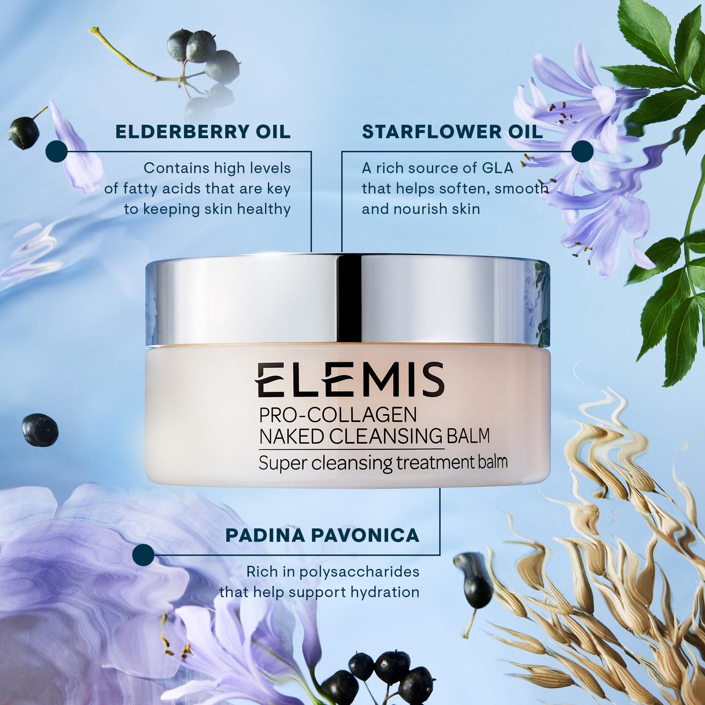 Elemis Pro-Collagen Fragrance-Free Cleansing Balm – 3-in-1 Hydrating Makeup Remover & Cleanser