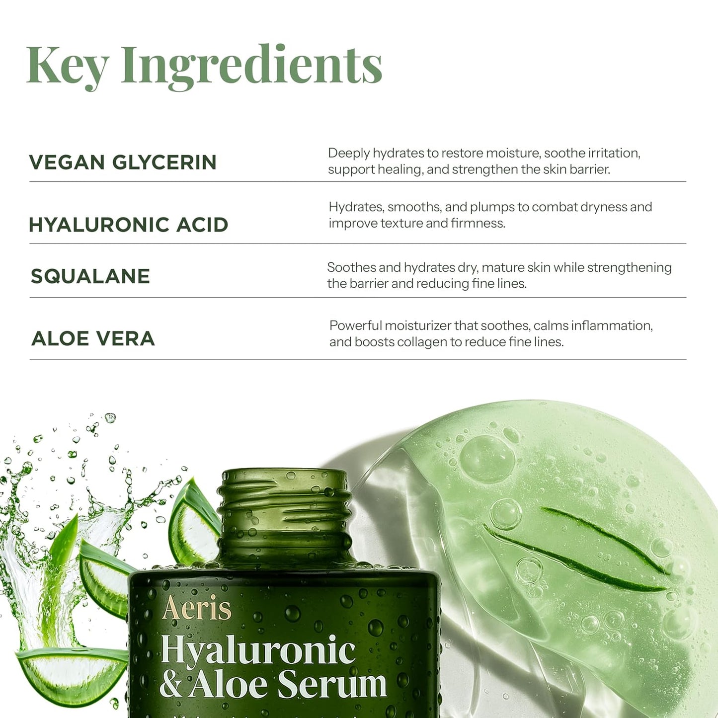 Aeris Hyaluronic & Aloe Serum – Hydrating Korean Face Serum for Plump, Moisturized Skin | 50ml