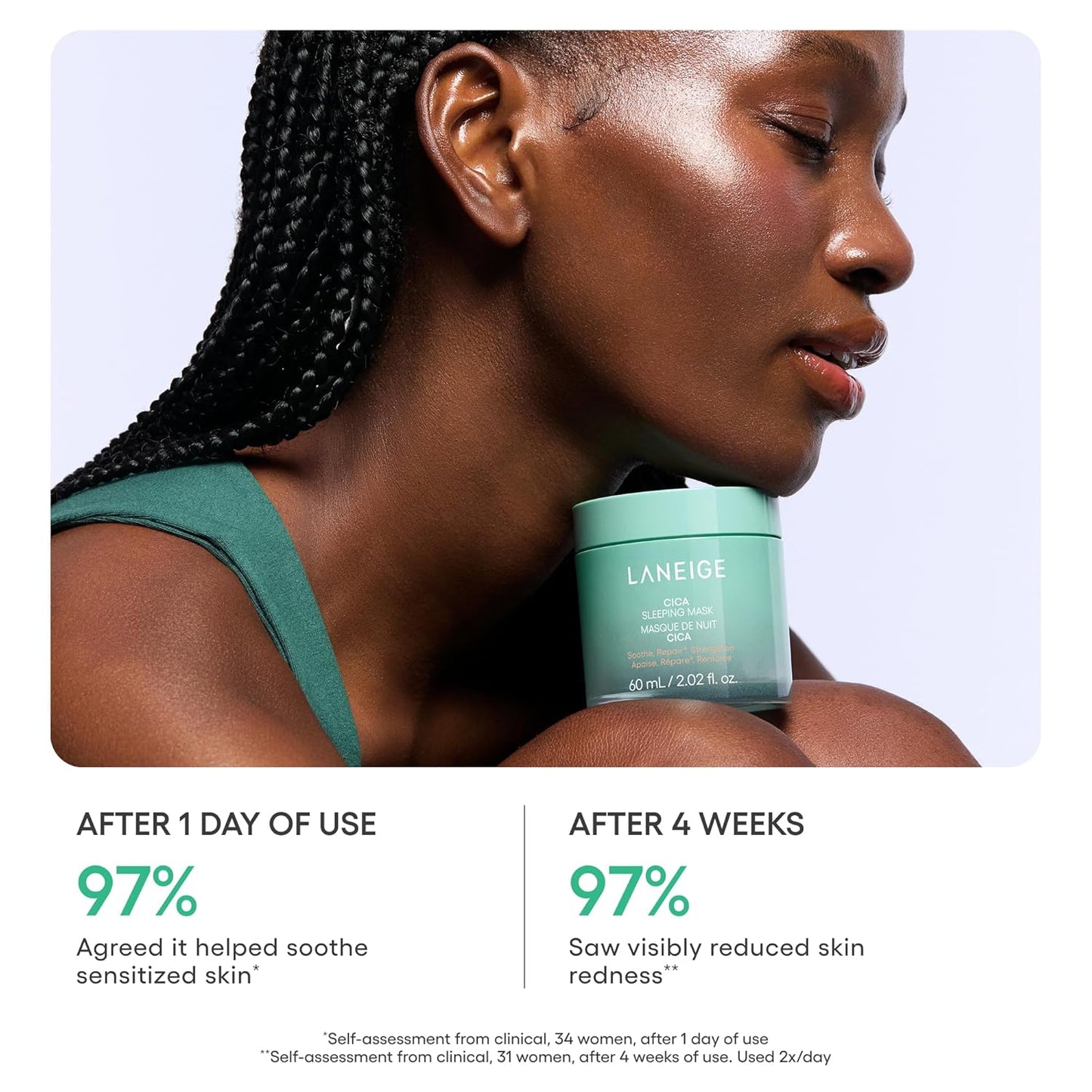 Laneige Cica Sleeping Mask | Overnight Soothing & Barrier Repair Mask with Centella