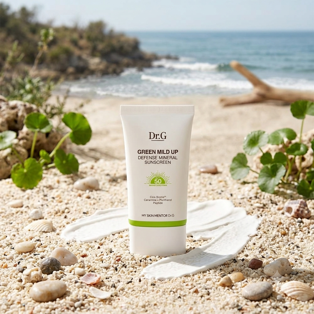 Dr. G Green Mild Up Defense Mineral Sunscreen SPF50 50ml – Gentle Mineral Sunscreen for Sensitive Skin