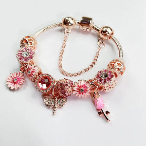 Rose Charm Beaded Bracelet