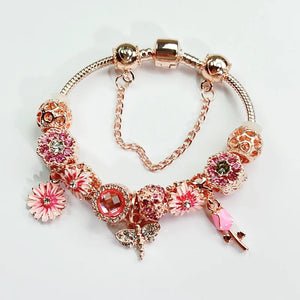 Rose Charm Beaded Bracelet