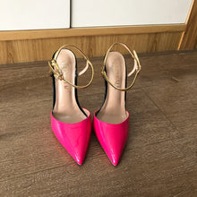 Glossy Fusion Pink Backless High Heels