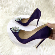 Purple Satin Silk Pointed Toe High Heel Pumps