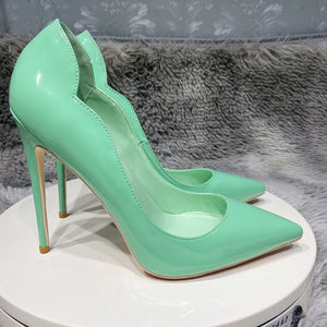 Mint Green sexy cut high heel pumps