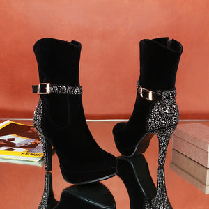 Party Calf Boots with Crystal