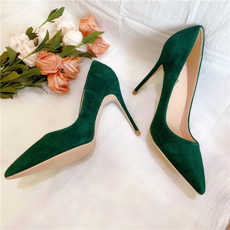 Dark green heeled shoes Clearance