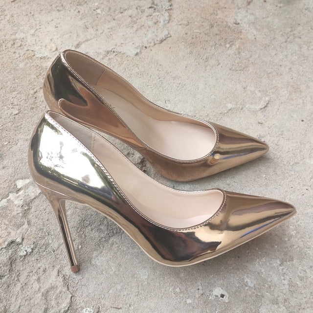 Pointed Toe Metallic Ankle Strap Heel - Gold | Boston Proper